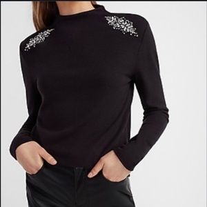 🆕 Express Embellished Shoulder Mock Neck Sweater